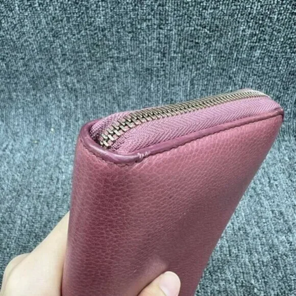 Authentic Gucci Soho Zip Around Wallet Pink Leather GG Logo Luxury - Picture 7 of 16